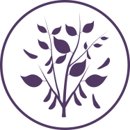 Icon of plants and leaves inside a circle frame representing 'Lush Gardens & Walking Trails' in the Memory Care amenities section