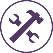 Icon of a wrench and screwdriver crossed inside a circle frame representing 'Home Maintenance' in the Memory Care amenities section