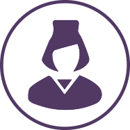 Icon of a nurse wearing a cap and uniform inside a circle frame representing 24-Hour Nursing in the Memory Care amenities section